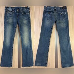 True Religion ‘Disco Becky’ Flare Jeans ~ in Med Blue Wash w/Crystal Buttons~ 28